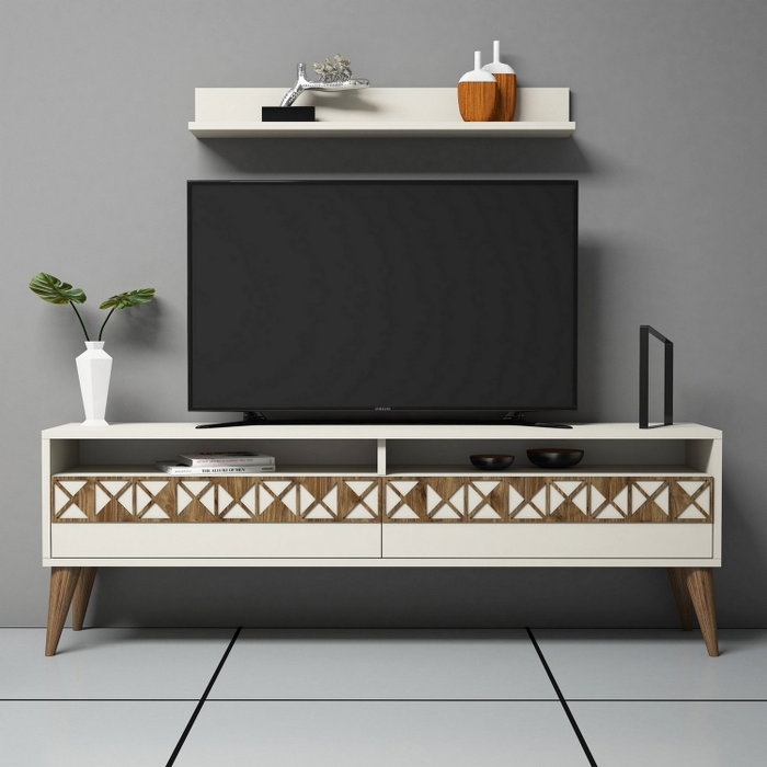 Hanah Home Mueble de TV Line - Crema